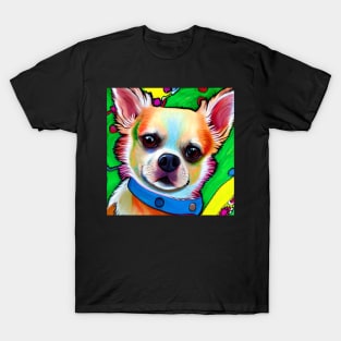 Chihuahua Dog Rainbow Painting T-Shirt